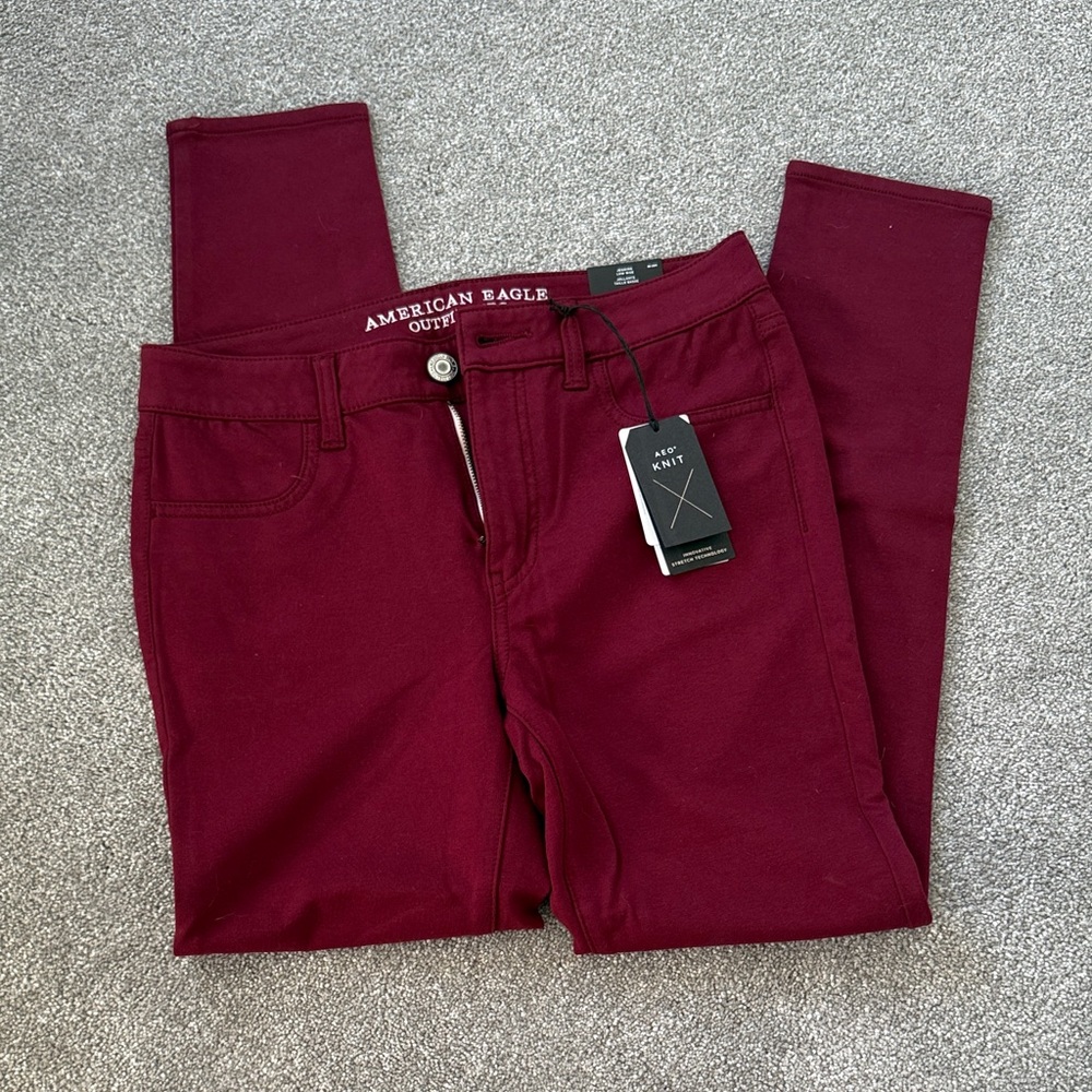 American Eagle Outfitters Women’s Burgundy Skinny Knit Jeggings
